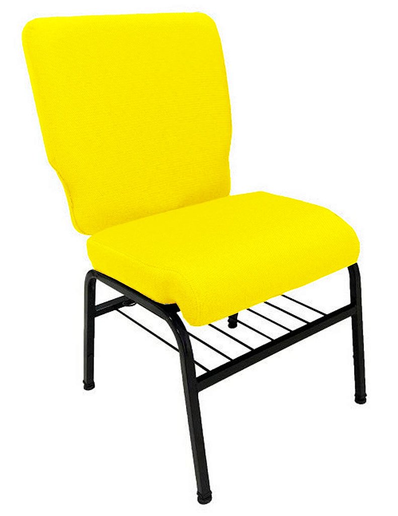 01 Cadeira para Igrejas c/ Porta Biblía e Porta Cálice Amarelo