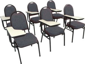 Kit com 6 Cadeiras Universitária para Auditórios Linha Hotel Cinza