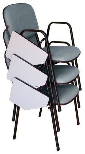03 Cadeiras Escolar Universitária Linha Hotel Auditório Cinza