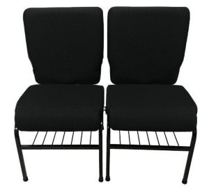 02 Cadeiras para Igrejas c/ Porta Biblía e Porta Cálice Preto