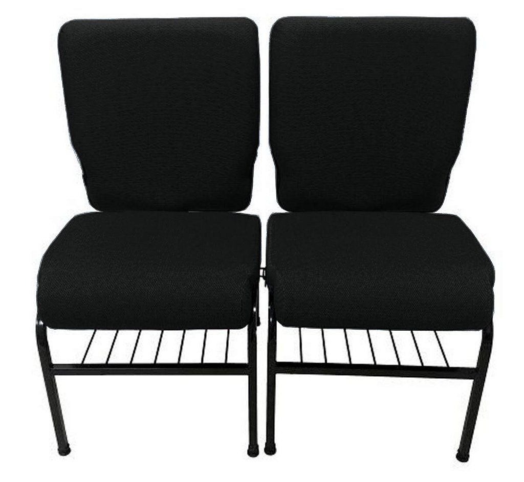 02 Cadeiras para Igrejas c/ Porta Biblía e Porta Cálice Preto