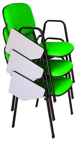 03 Cadeiras Escolar Universitária Linha Hotel Auditório Verde