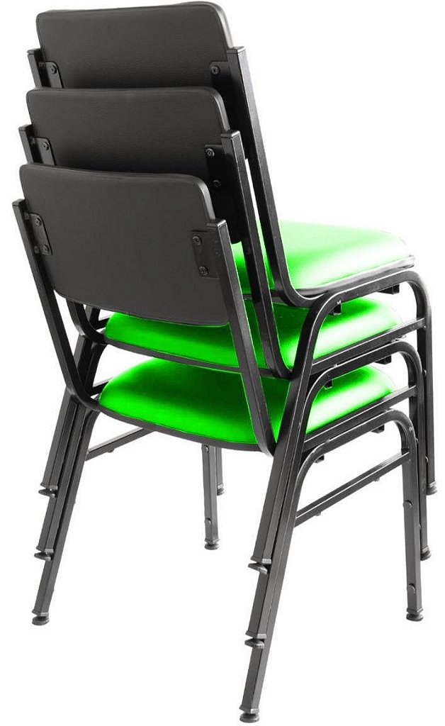 Kit com 3 Cadeiras para Auditórios Linha Hotel Smart Verde - Imagem 2