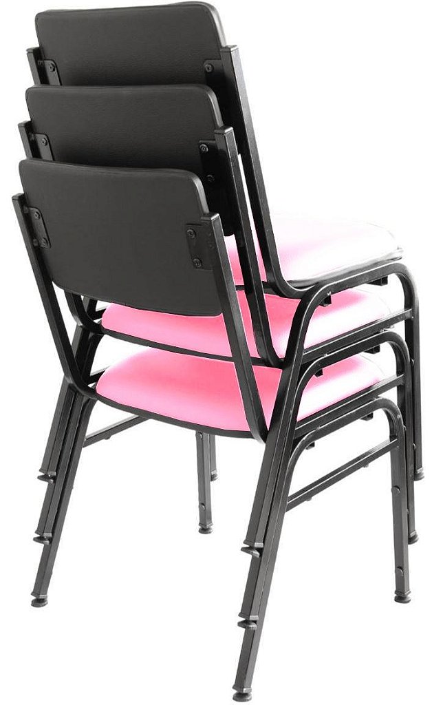 Kit com 3 Cadeiras para Auditórios Linha Hotel Smart Rosa - Imagem 2