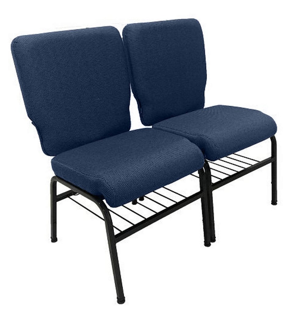 02 Cadeiras para Igrejas c/ Porta Biblía e Porta Cálice Azul - Imagem 2