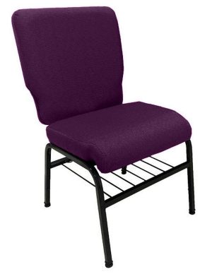 01 Cadeira para Igrejas c/ Porta Biblía e Porta Cálice Roxo